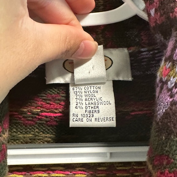 Talbots VINTAGE Wool Blend Fair Isle Shawl Collar Button Down Knit Cardigan - Picture 8 of 8